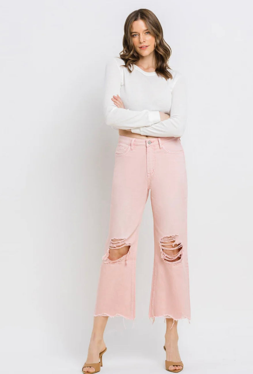 Powder Pink 90’s Crop Flare