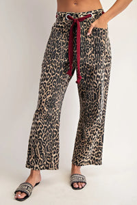 Leopard Barrel Tie Waist Jean