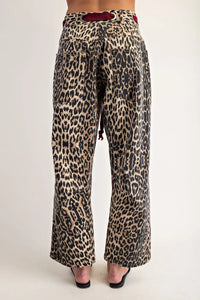 Leopard Barrel Tie Waist Jean