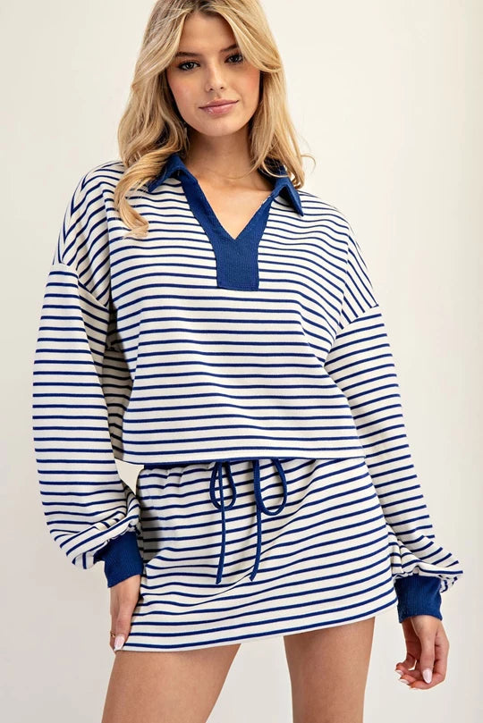 Royal Blue Striped Top
