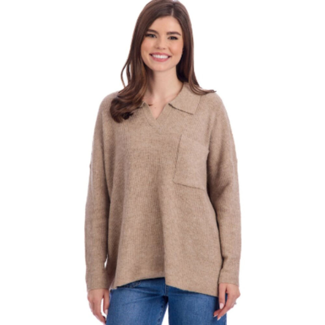 Noa Collared Sweater Tan
