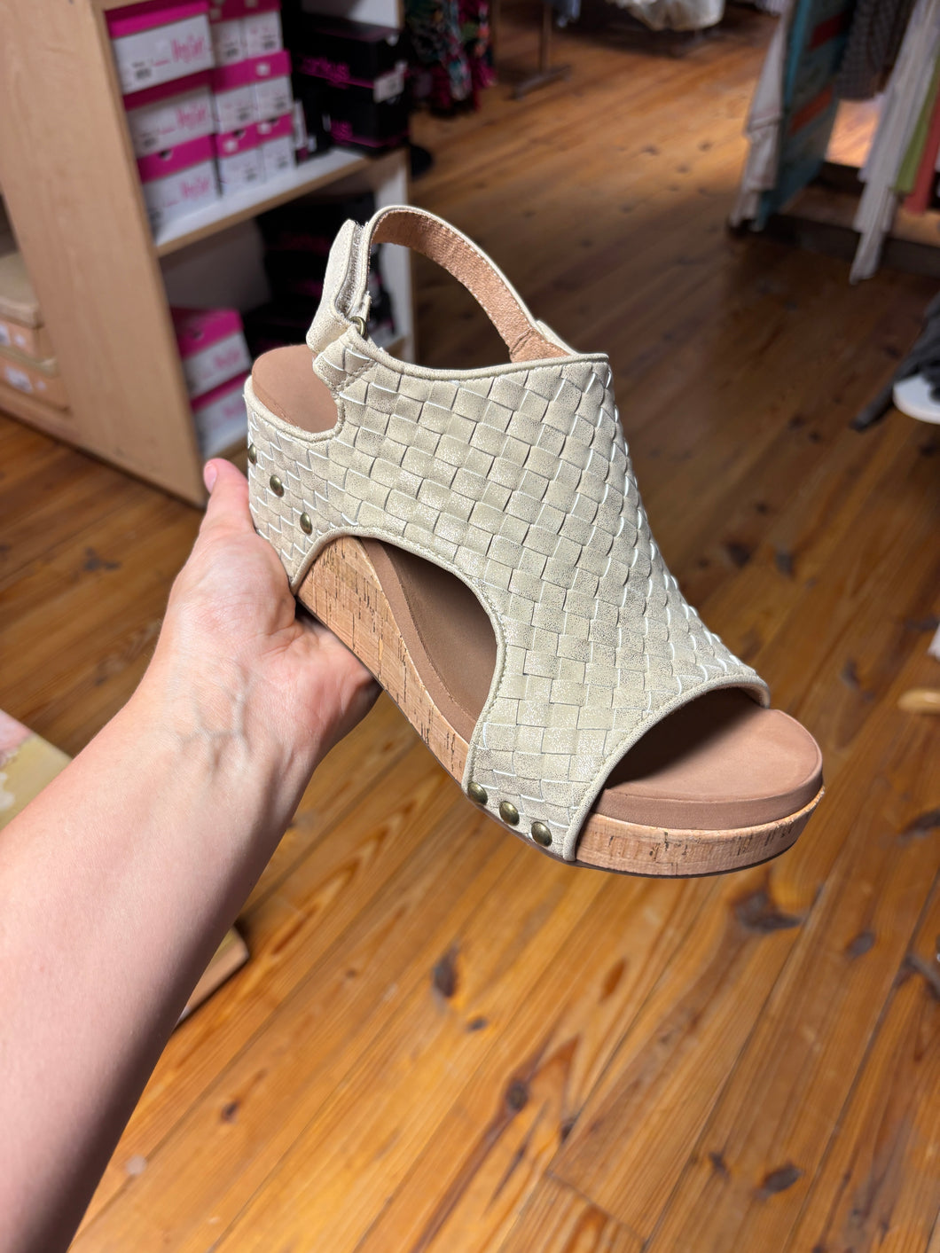 Carley Golden Woven Wedge