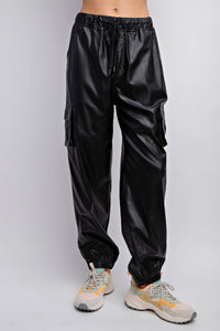 Leather Cargo Joggers