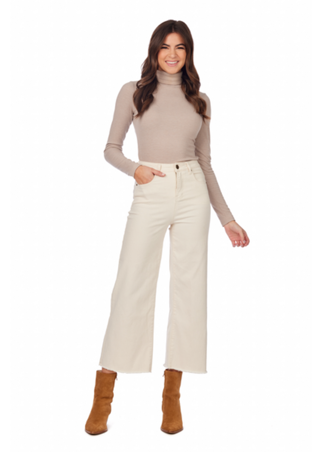 Crawford Wide Leg Jeans Cream