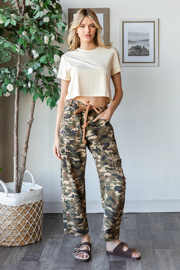 Camo Distressed Pant
