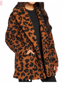 Debbie Leopard Sherpa Coat